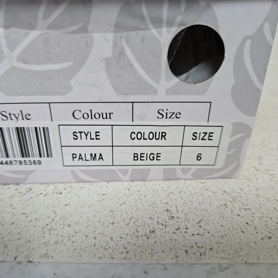 SHOE TREE PALMA BEIGE SHOES – UK 6 – BOXED