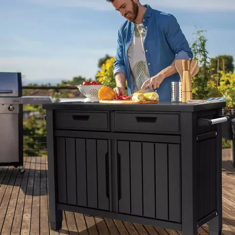 BOXED KETER UNITY BBQ TABLE & STORAGE