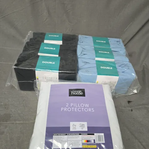 APPROXIMATELY 20 ASSORTED BEDDING ITEMS TO INCLUDE PILLOW PROTECTORS, FITTED SHEETS - COLLECTION ONLY