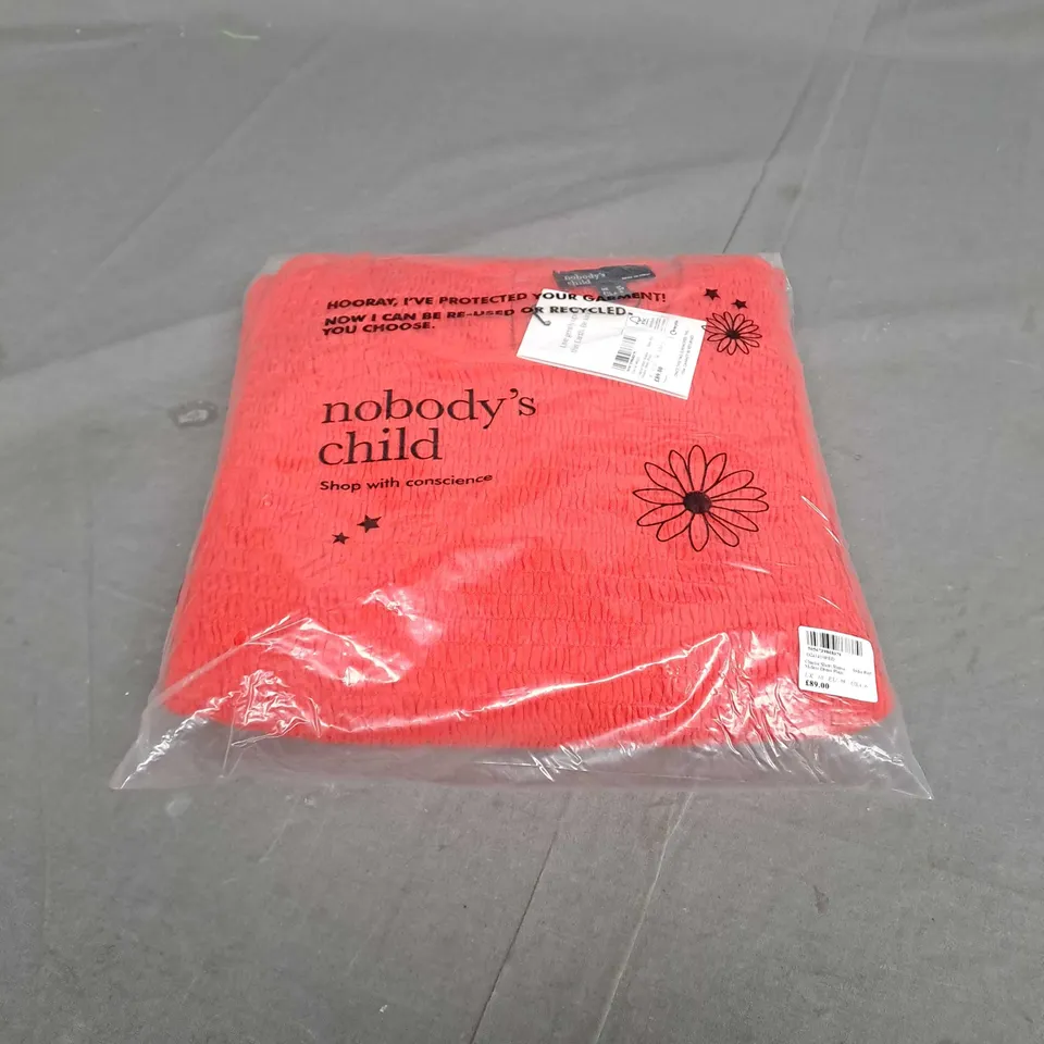 SEALED NOBODYS CHILD CHARLIE SHORT SLEEVE MIDAXI DRESS PLAIN IN ORANGE - UK 10