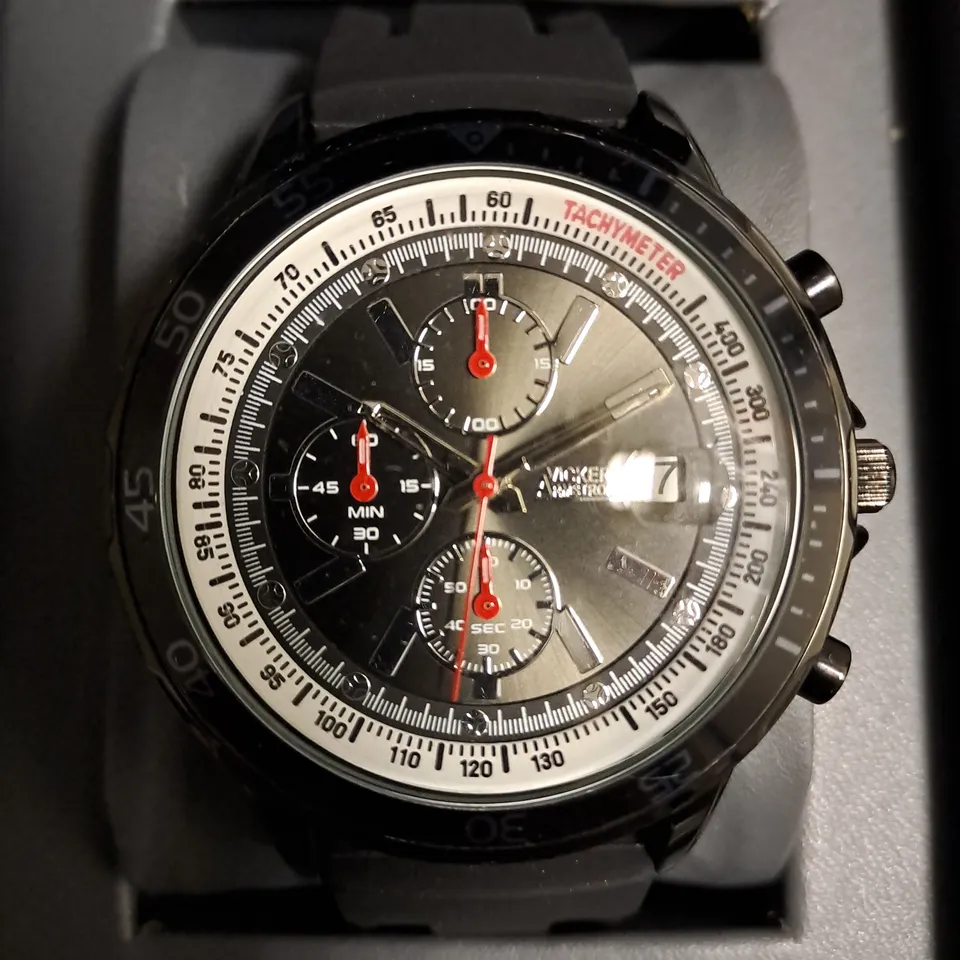 BOXED VICKERS ARMSTRONGS ESCAPADE BLACK DIAL WATCH 