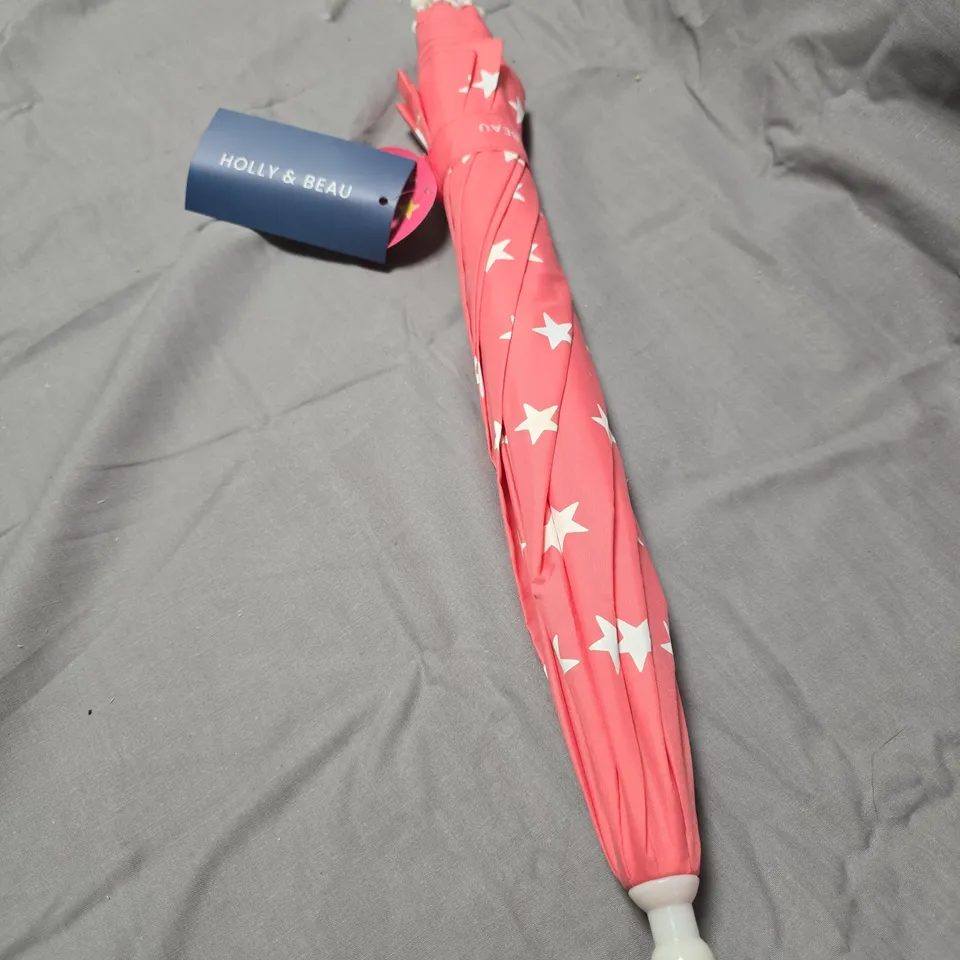  APPROXIMATELY FIVE PCS HOLLY & BEAU PINK STAR UMBRELLA