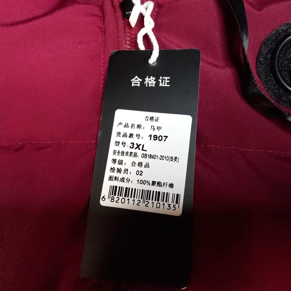 R WANG RED PADDED GILET - SIZE 3XL 