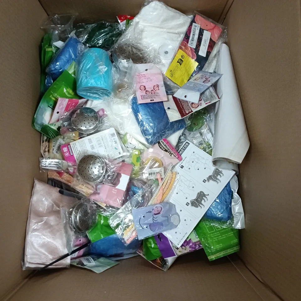 BOX OF ASSORTED HOUSEHOLD ITEMS TO INCLUDE; FLORAL DECALS, AIR FRESHENERS, DISPOSABLE TOILET WIPES.