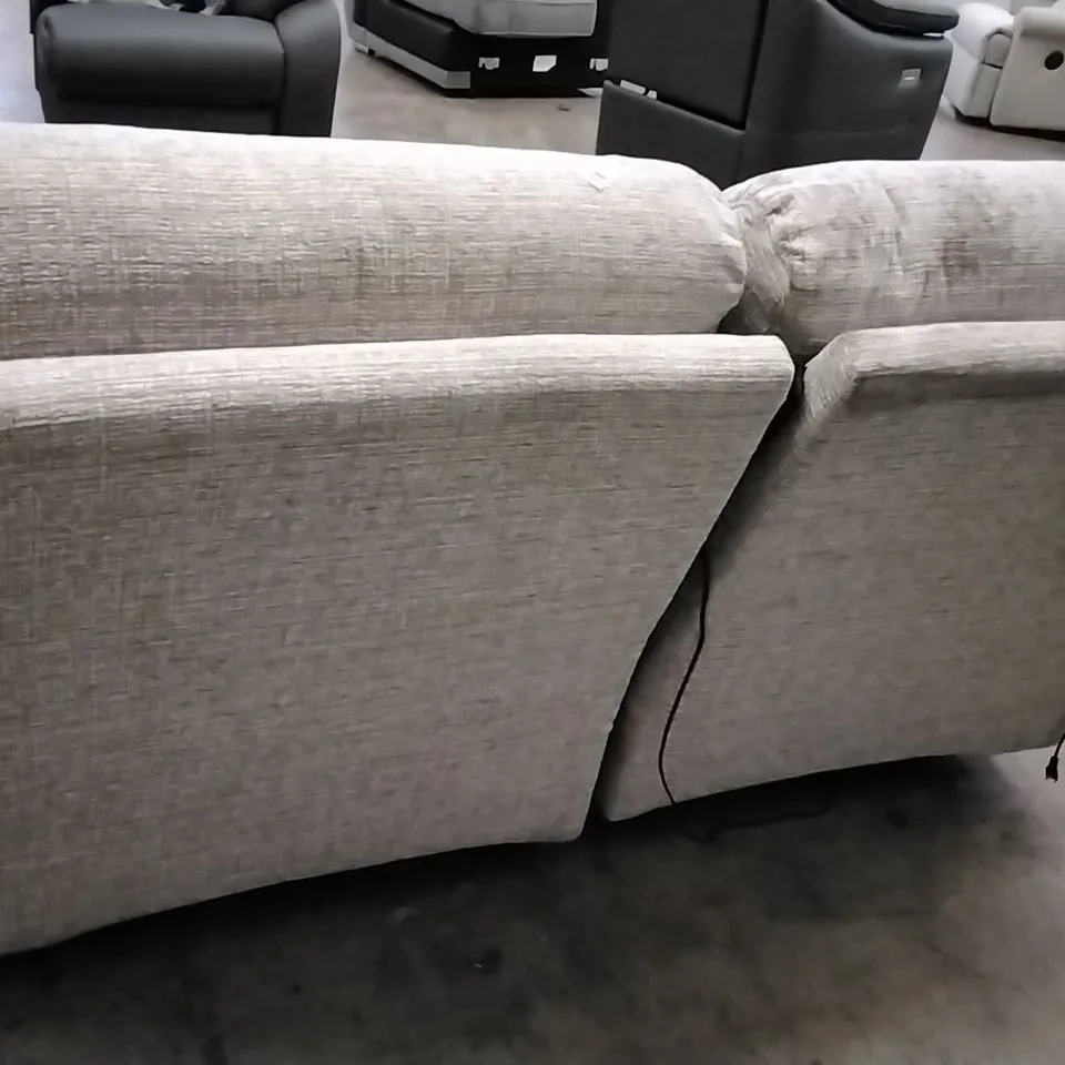 QUALITY BRITISH DESIGNER G PLAN MANUFACTURED STRATFORD 2 SEATER ELECTRIC RECLINER DBL SOFA - LOOM SHALE FABRIC 
