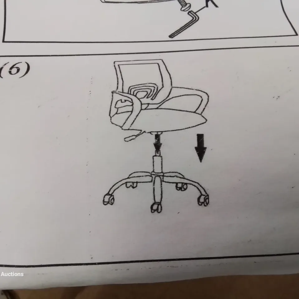 A BOXED RED CUSHIONED MESH OFFICE SWIVEL CHAIR