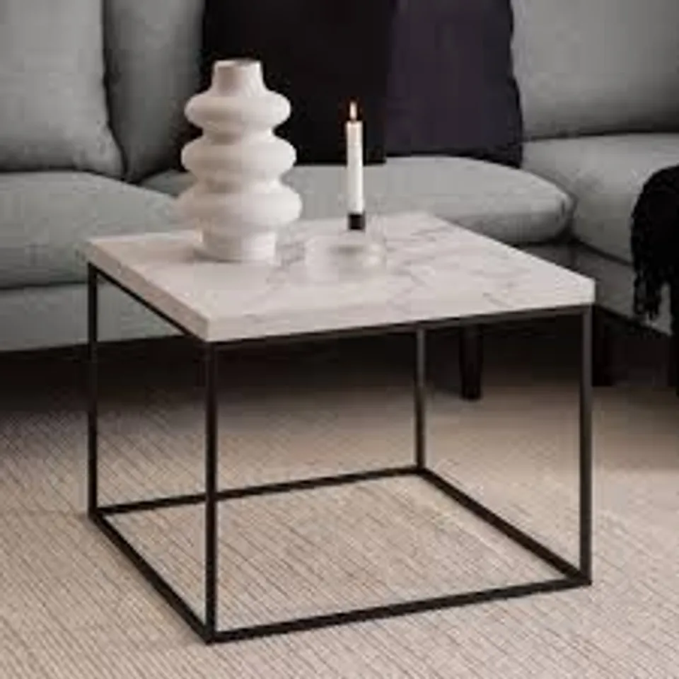 BOXED BAROSSA COFFEE TABLE - MATT BLACK/WHITE MARBLE (1 BOX)
