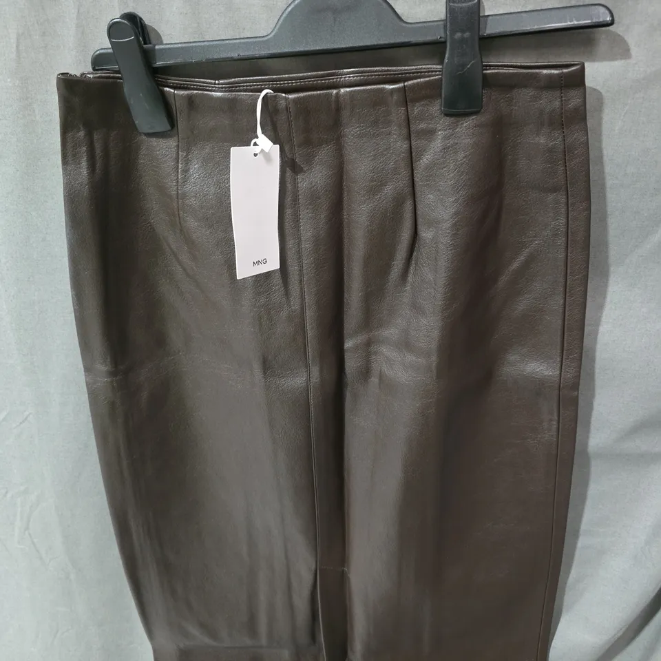 MANGO MNG WOMEN'S BROWN LEATHER-LOOK SKIRT – UK 8 (EU 36)