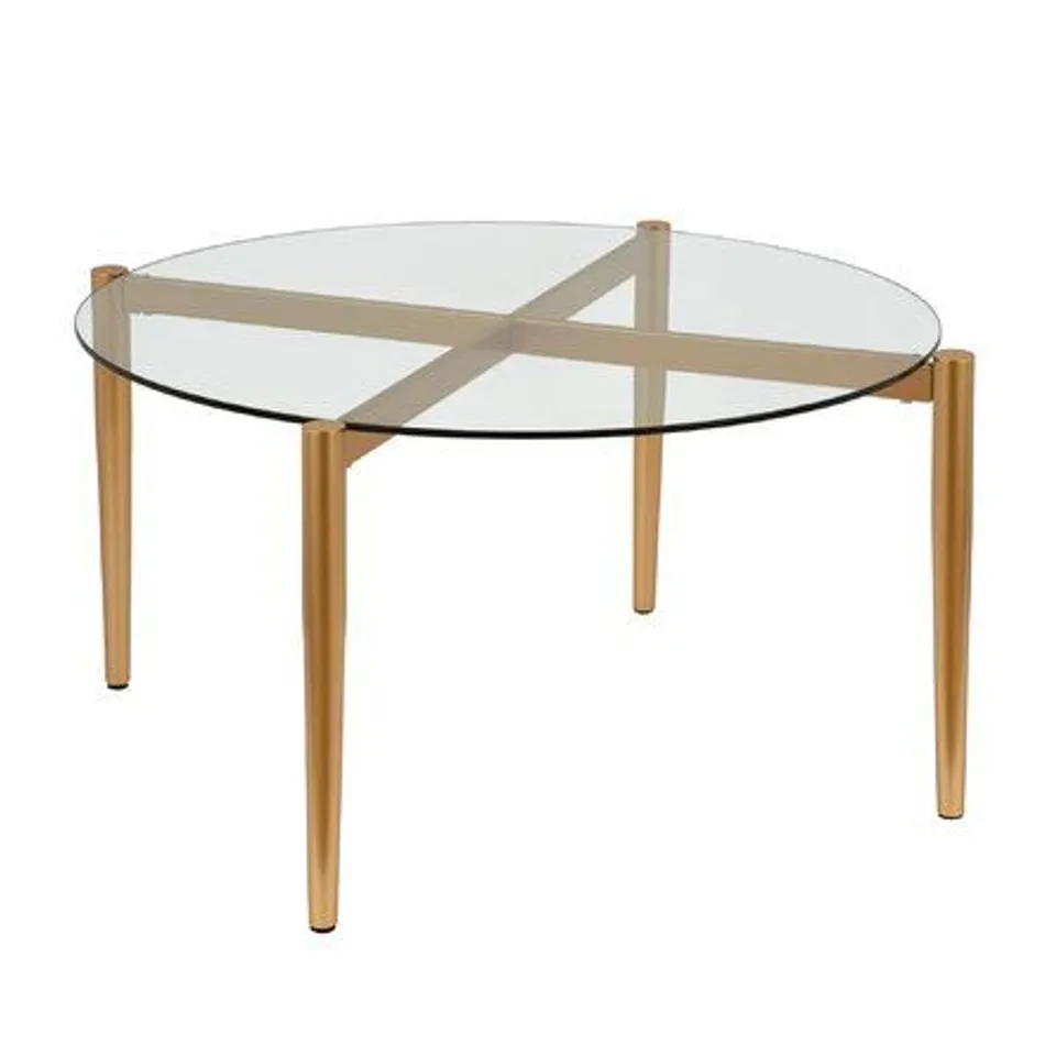 BOXED ERIN GLASS COFFEE TABLE - GOLD BASE COLOUR 