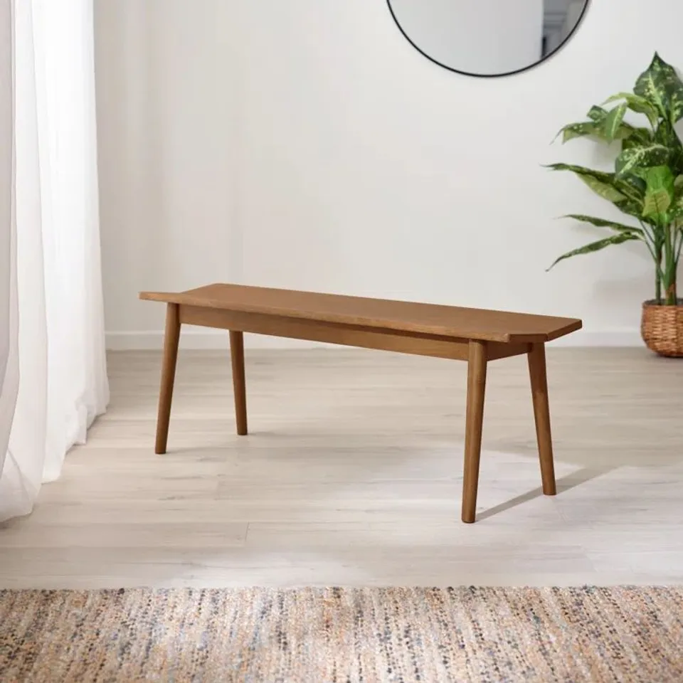 BOXED AOIBHEANN WALNUT SOLID WOOD BENCH - TRADITIONAL RUSTIC FARMHOUSE KITCHEN STYLE (1 BOX)
