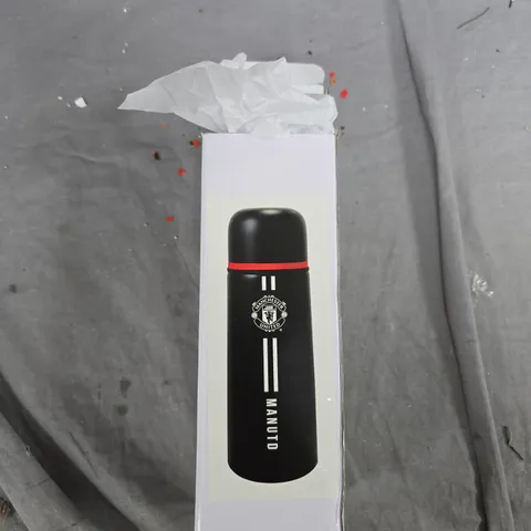 MANCHESTER UNITED BLACK STAINLESS STEEL TRAVEL BOTTLE – MAN UTD CREST