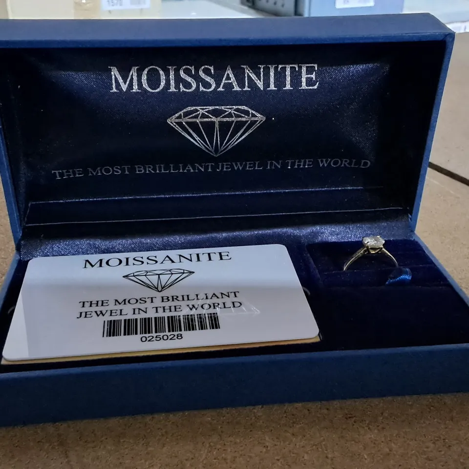 MOISSANITE YELLOW GOLD 1.35CT SOLITAIRE RING 