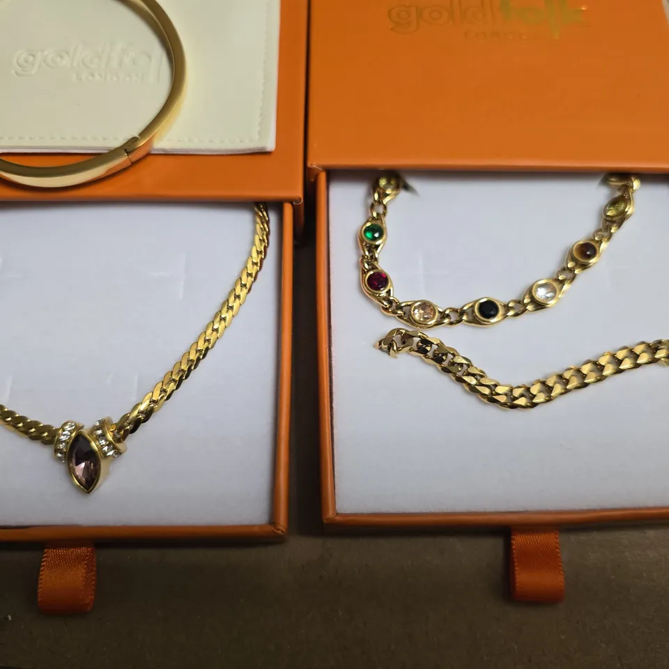 LOT OF 4 GOLDFOLK LONDON JEWELLERY ITEMS TO INCLUDE BRACELET AND NECKLACES