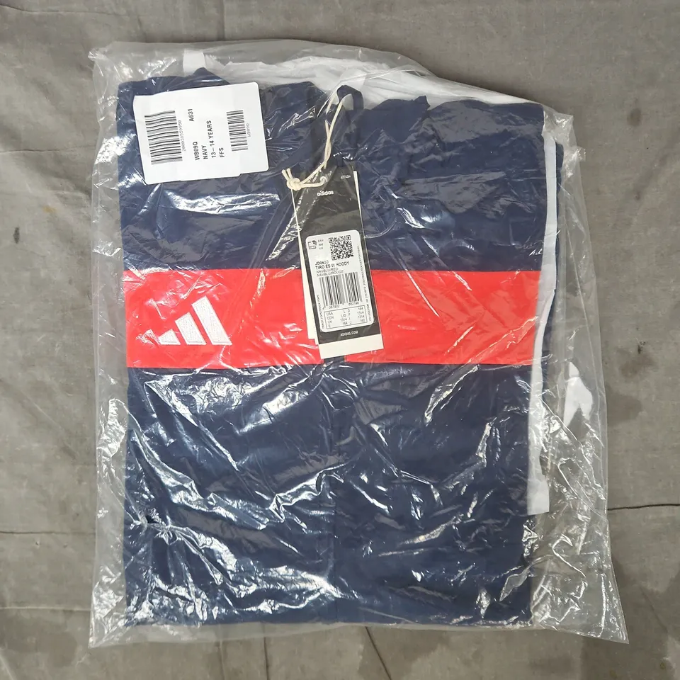 BAGGED ADIDAS KIDS TRACK HOODIE IN NAVY/RED SIZE 13-14YEARS
