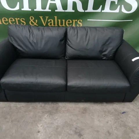BLACK FAUX-LEATHER UPHOLSTERED SOFA