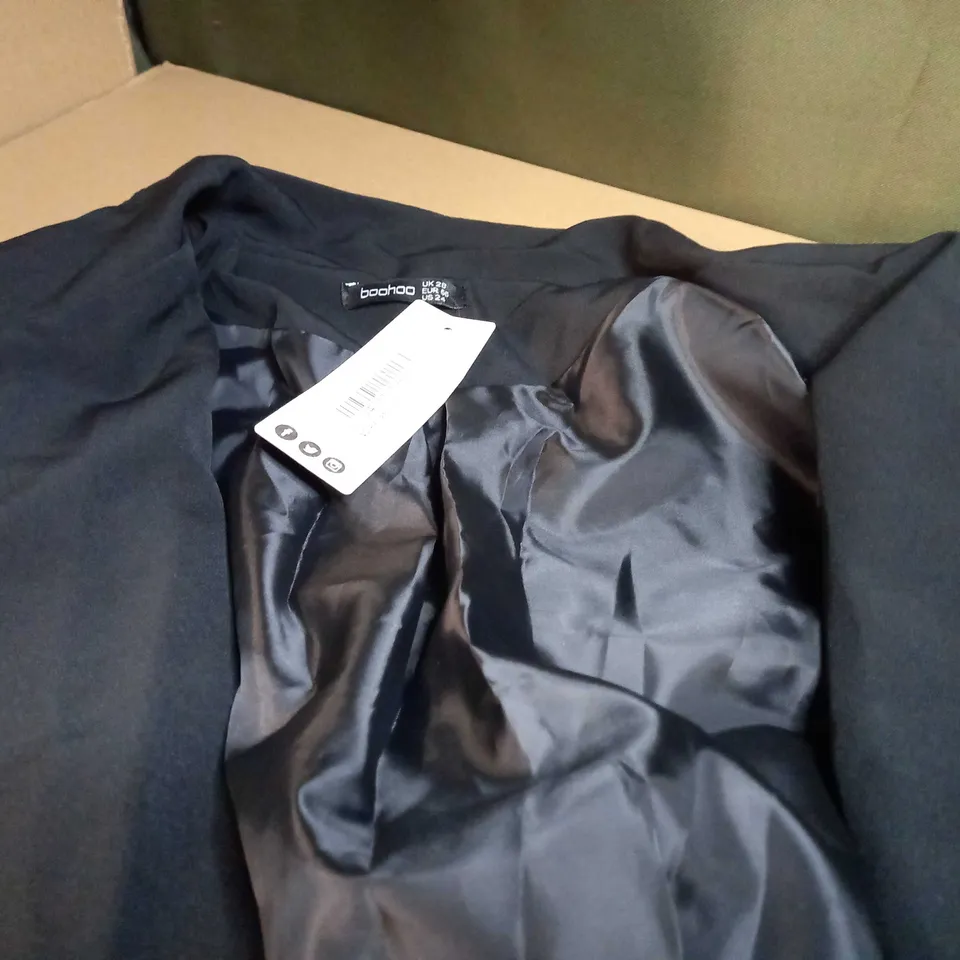 BOOHOO BLACK CORSET STYLE BLAZER DRESS - SIZE 28