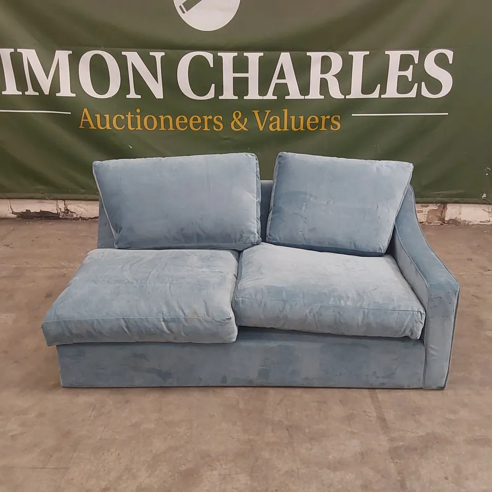 QUALITY DESIGNER BLUE VELVET CORNER SOFA SECTION