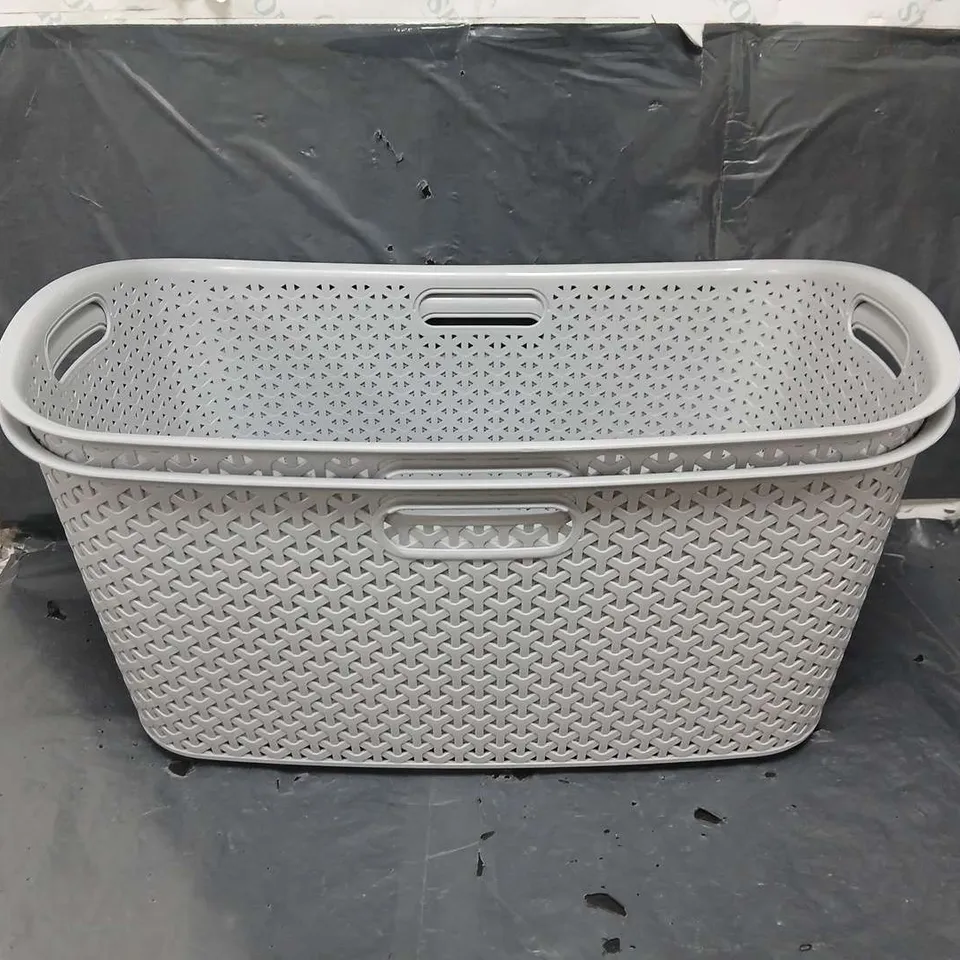 CURVER GREY STORAGE BASKET 47L X2