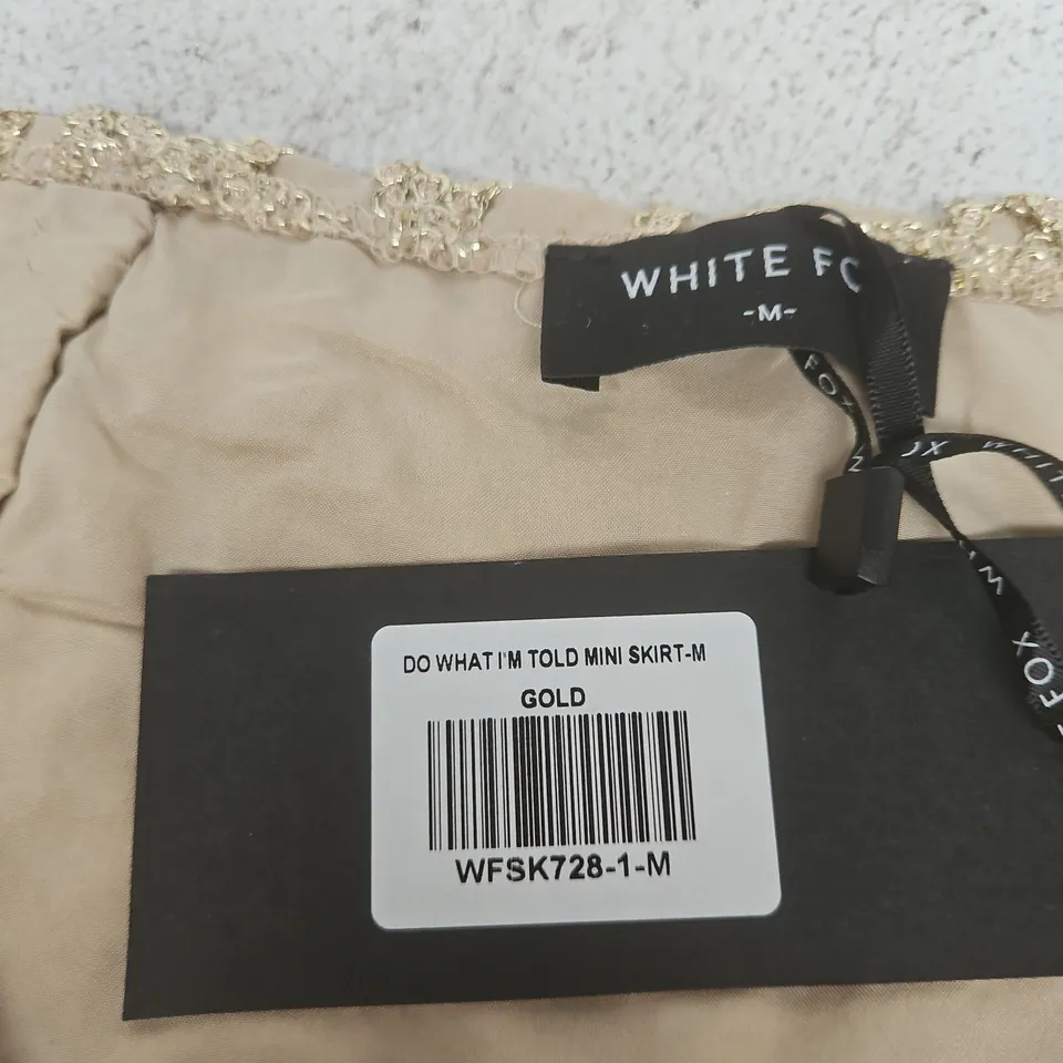 WHITE FOX DO WHAT I'M TOLD MINI SKIRT - GOLD, SIZE M
