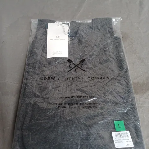 CREW CLOTHING MERINO ZIP JUMPER CHARCOAL – UK SIZE L