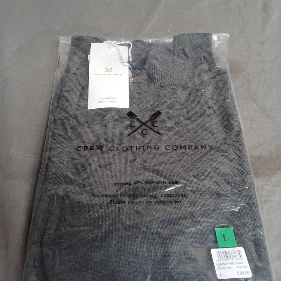 CREW CLOTHING MERINO ZIP JUMPER CHARCOAL – UK SIZE L