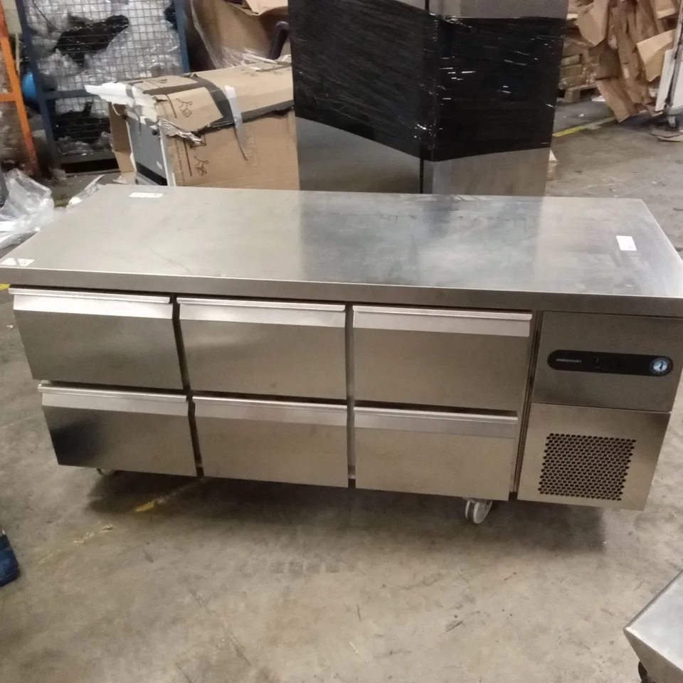 HOSHIZAKI 3-SECTION COMMERCIAL REFRIGERATED PREP FRIDGE COUNTER UNIT, SCR-180-CHRC-222-C1