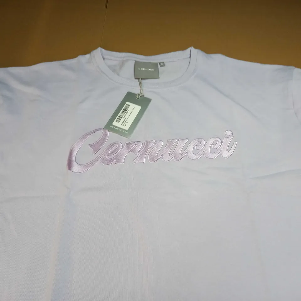 CERNUCCI OVERSIZED CLASSIC EMBROIDED T-SHIRT IN LILAC - XL