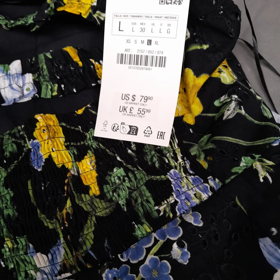 ZARA FLORAL SLEEVELESS DRESS - UK L