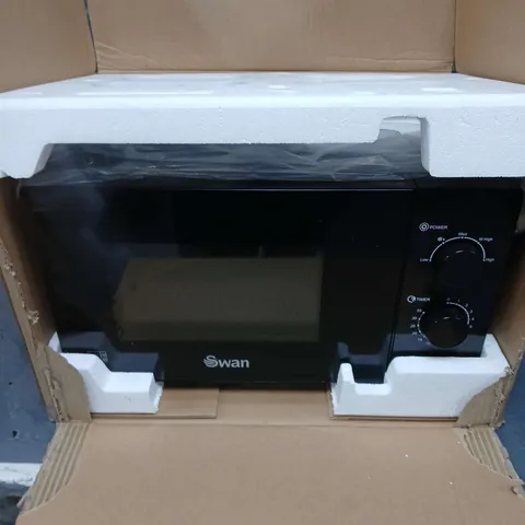 BOXED SWAN 20L 700W MANUAL MICROWAVE - BLACK - COLLECTION ONLY