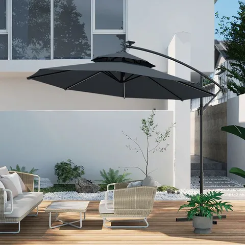 BOXED BREEINS OCTAGON DOUBLE-TOP LIGHTED CANTILEVER PARASOL UMBRELLA (1 BOX)