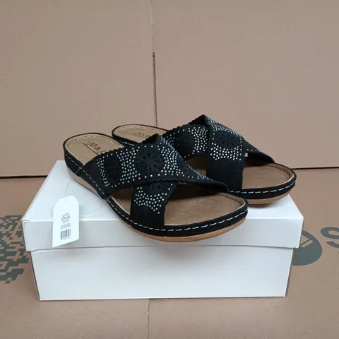 BOX OF 18 x JO & JOE CUBA SANDALS BLACK SIZE EU 38 UK 5