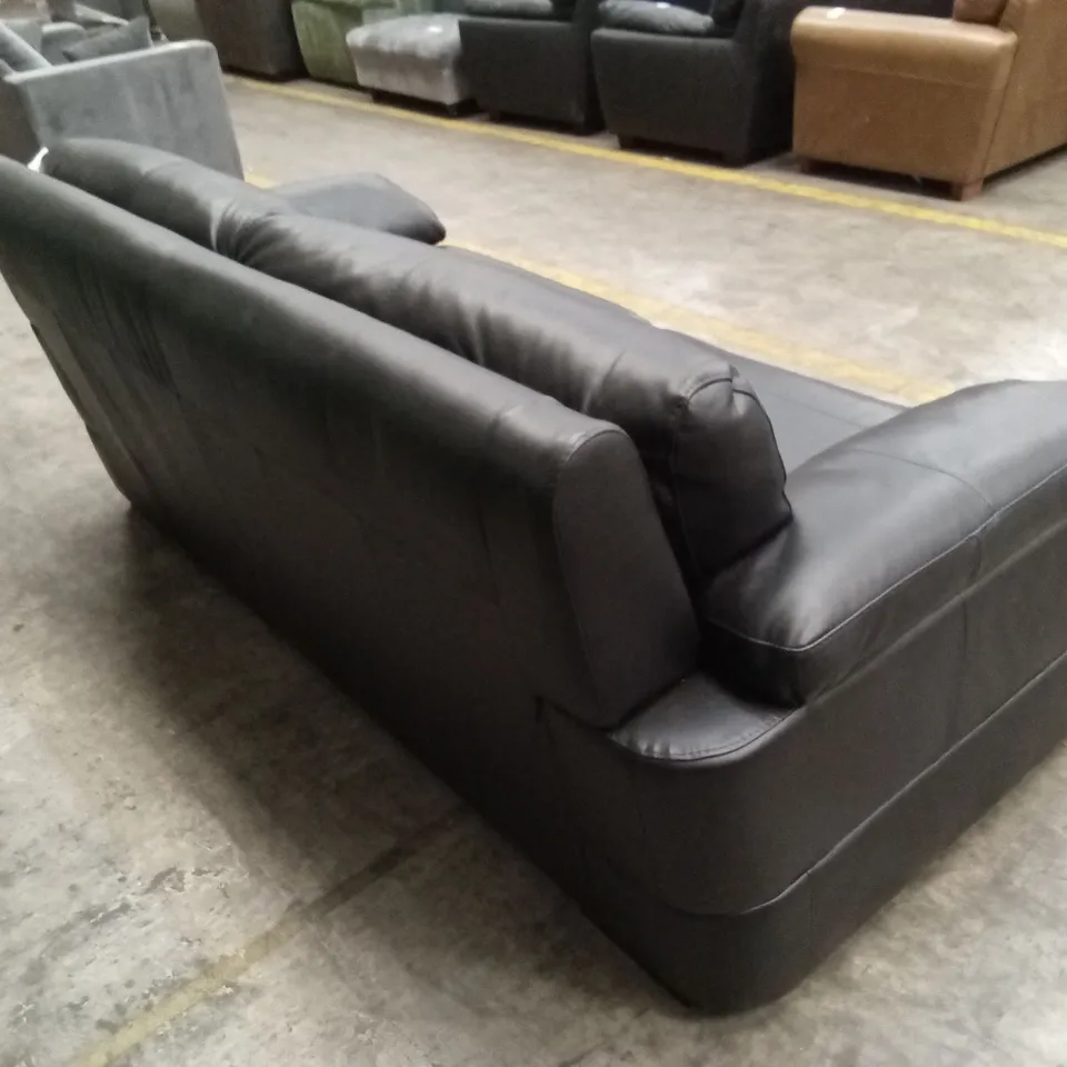 MARLOW 3 SEATER LEATHER SOFA - BLACK RRP £1399