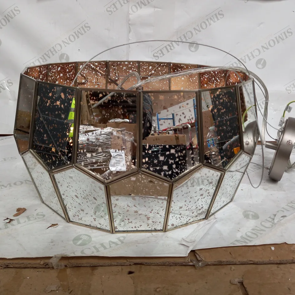 JOHN LEWIS ROMY MIRRORED GLASS PENTAGON CEILING LIGHT, STAINLESS STEEL