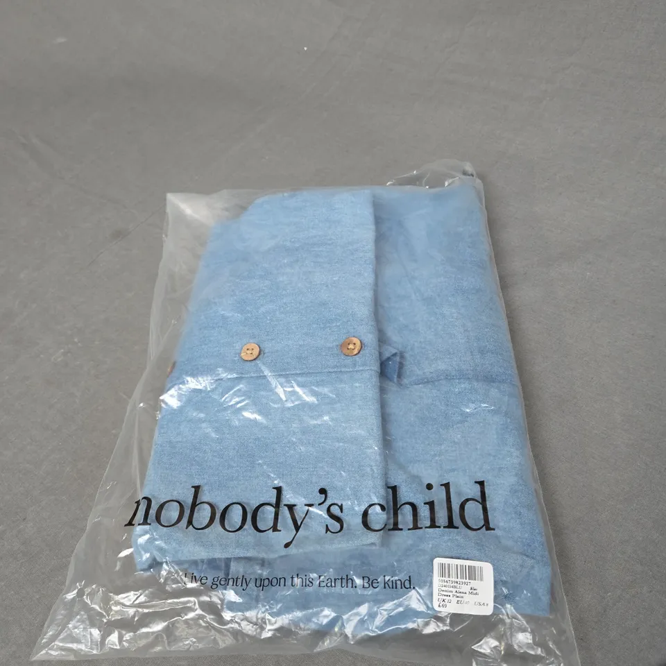 BAGGED NOBODYS CHILD DENIM ALEXA MIDI DRESS SIZE 12