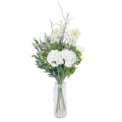 JM BY JULIEN MACDONALD FAUX HYDRANGEA BOUQUET IN GLASS VASE