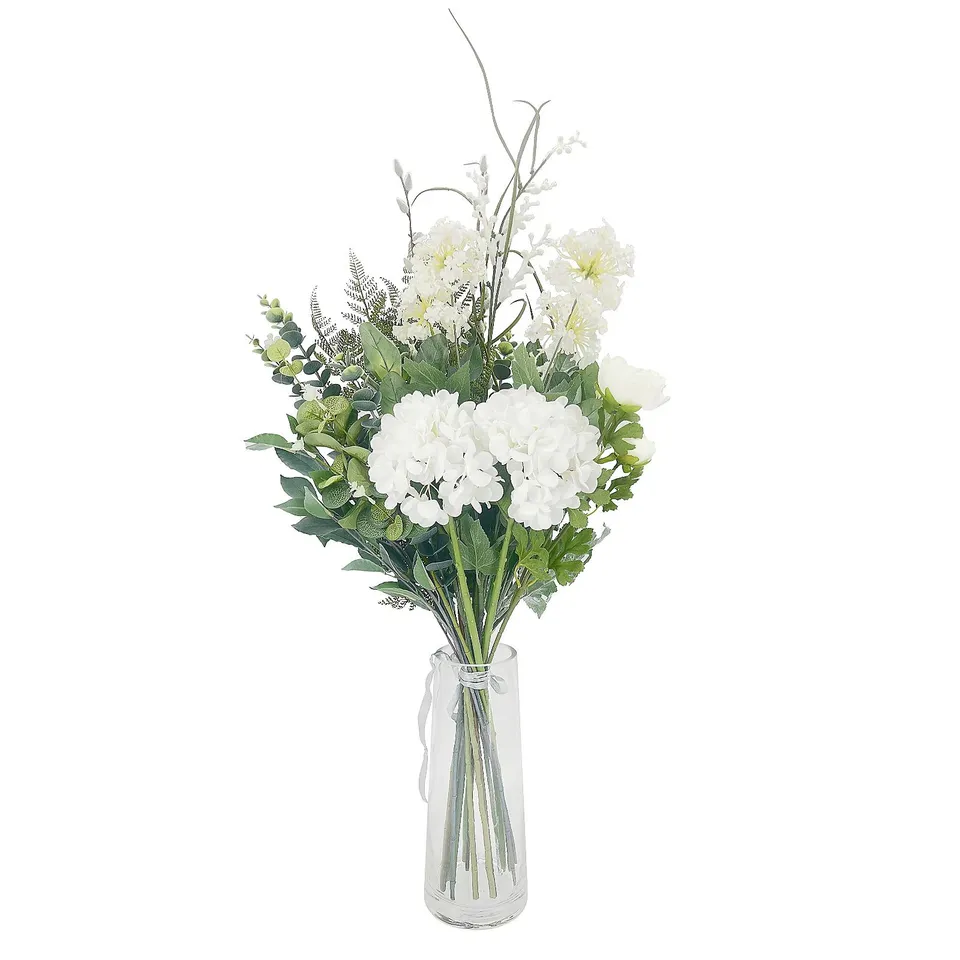 JM BY JULIEN MACDONALD FAUX HYDRANGEA BOUQUET IN GLASS VASE