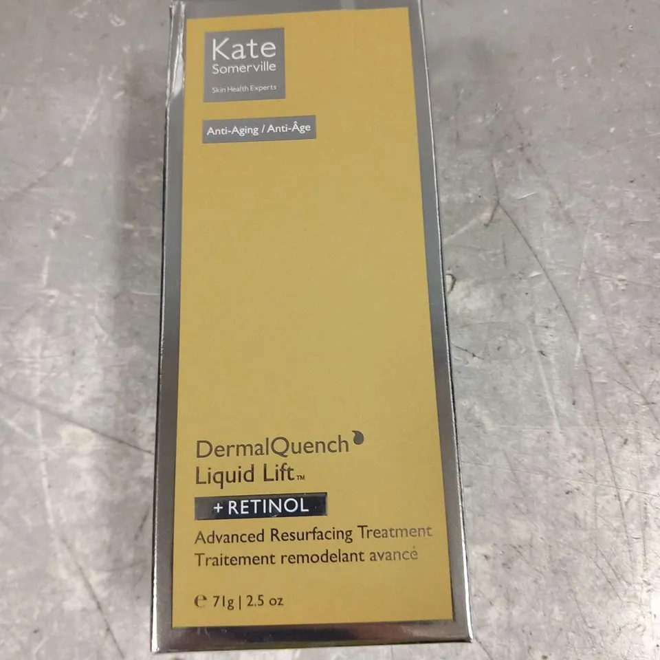 APPROXIMATELY 17 BOXED KATE SOMMERVILLE ANTI-AGING DERMAL QUENCH LIQUID LIFT ADVANCED RESURFACING TREATMENT 71G