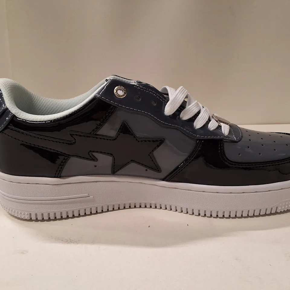 A BATHING APE STA SNEAKERS - BLACK/GREY PATENT - UK 10 (US 11)
