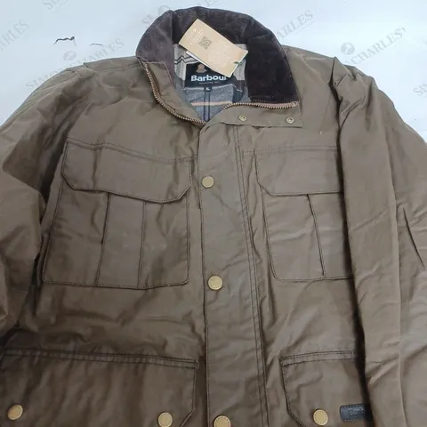 BARBOUR MALCOLM WAX TRENCH COAT IN KHAKI - XL