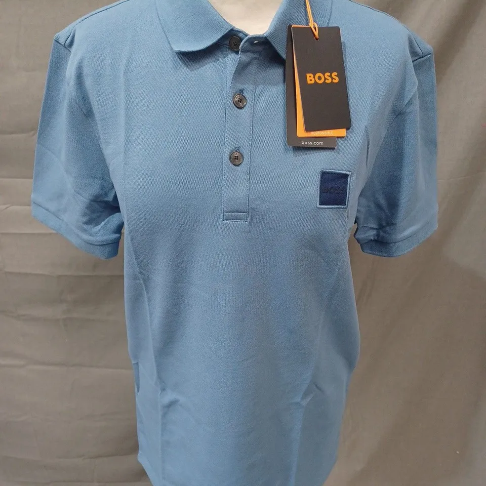 BOSS SLIM FIT BLUE POLO SHIRT - M