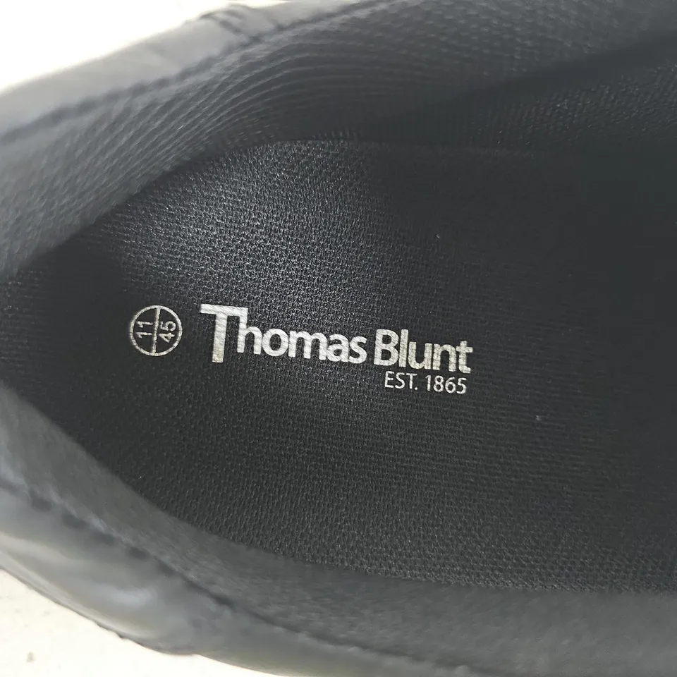 THOMAS BLUNT BLACK LEATHER SNEAKERS, UK 10 (EU 45 / US 11) – BOX INCLUDED