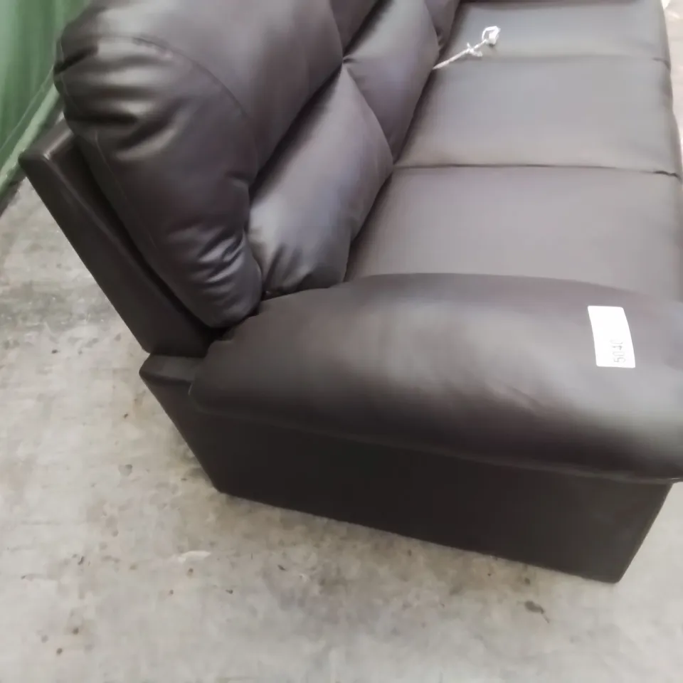 DESIGNER THREE SEATER SOFA BROWN LEATHER 