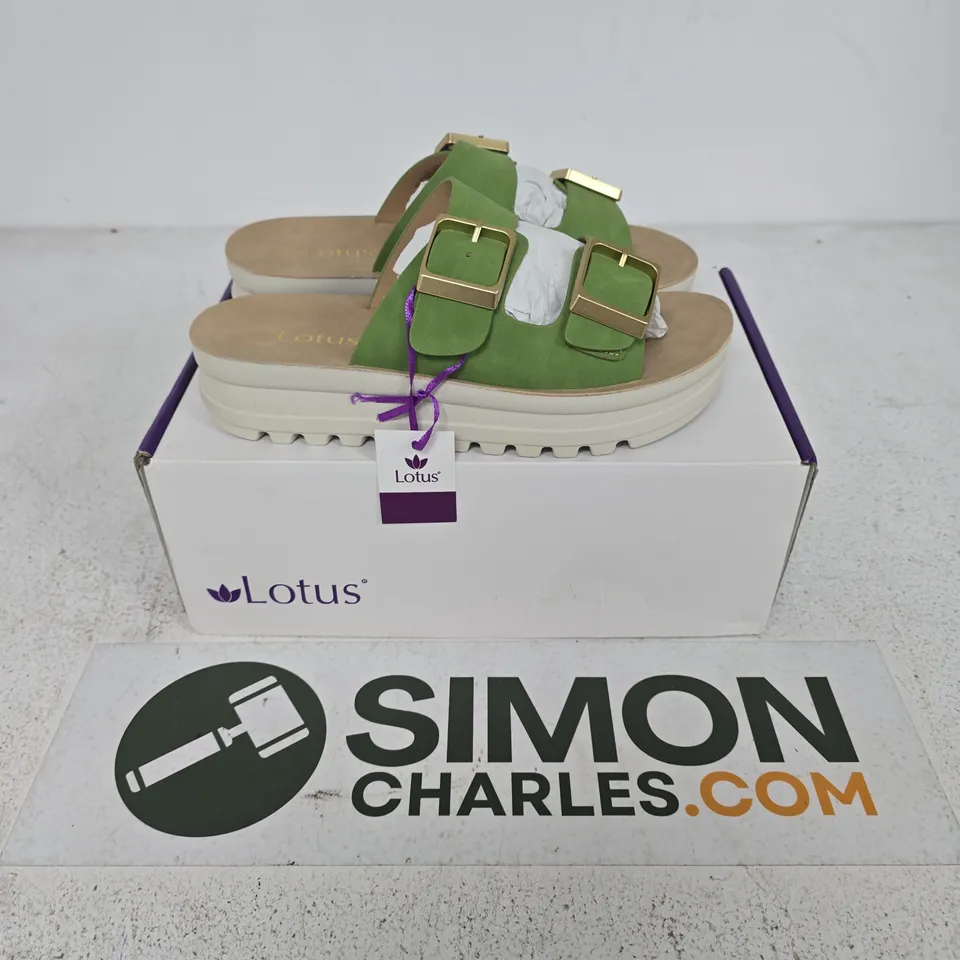BOXED PAIR OF LOTUS VOLOS GREEN SANDALS - EU 38