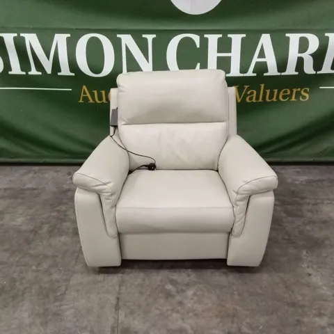 QUALITY DESIGNER ITALIAN MADE ELECTRIC RECLINER LEATHER ARMCHAIR - SAND