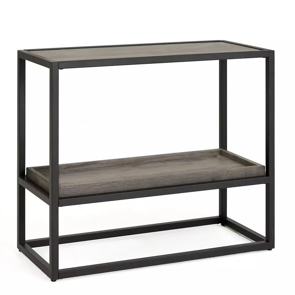 BOXED HARLEM END TABLE - BLACK OAK - COLLECTION ONLY 