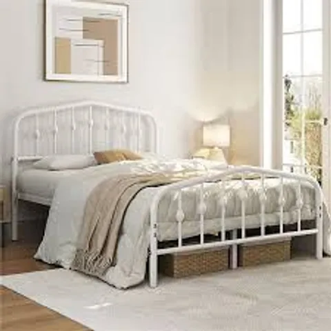 BOXED 4'6" WHITE METAL BEDFRAME (1 BOX)
