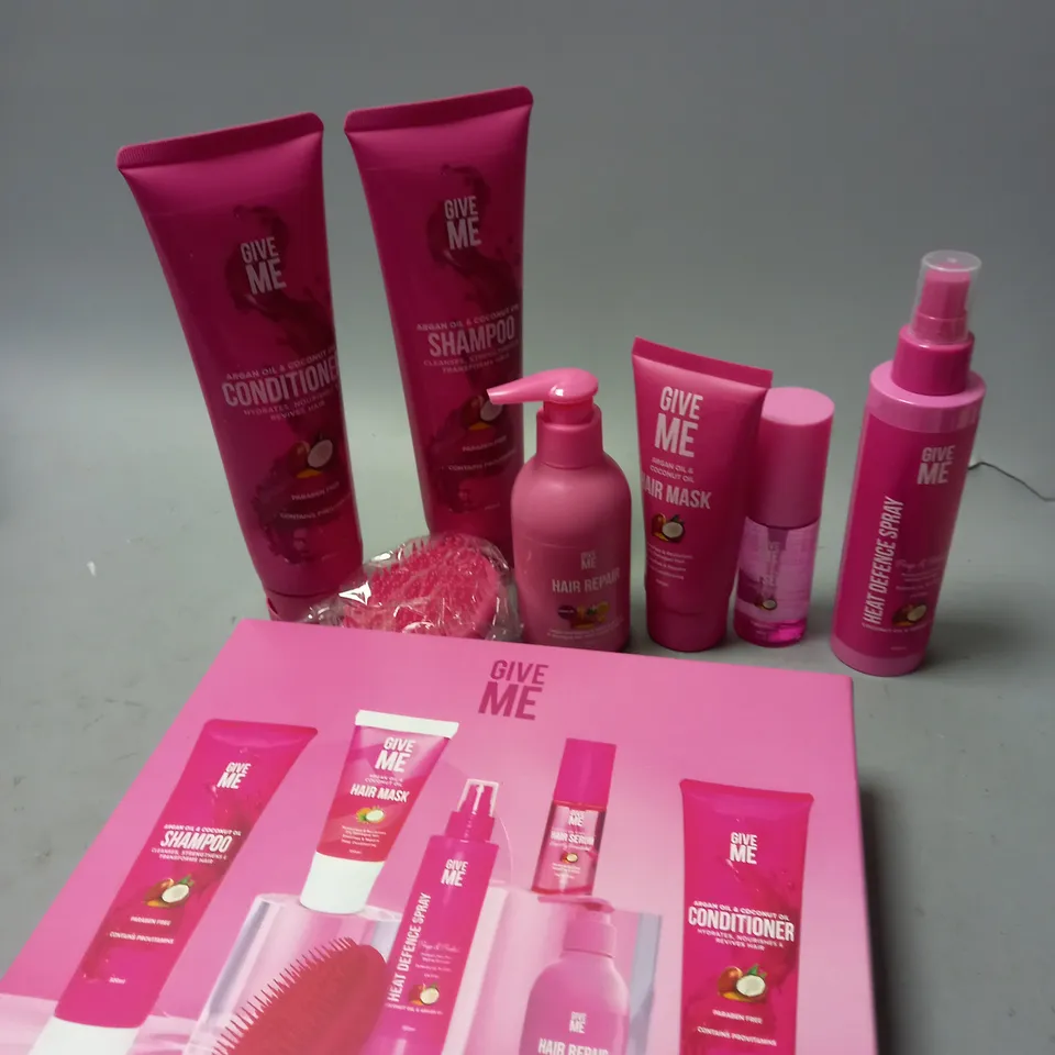 BOXED GIVE ME ARGAN OIL AND COCONUT OIL HAIRCARE SET 