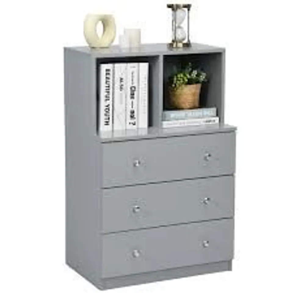 BOXED 3-DRAWER DRESSER - FEATURING 2 OPEN COMPARTMENTS