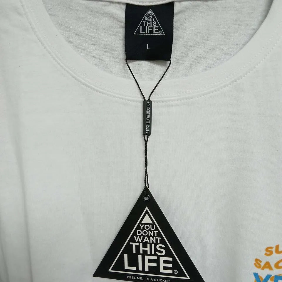 YOU DON'T WANT THIS LIFE NEW WAVE TSHIRT - WHITE, SIZE L