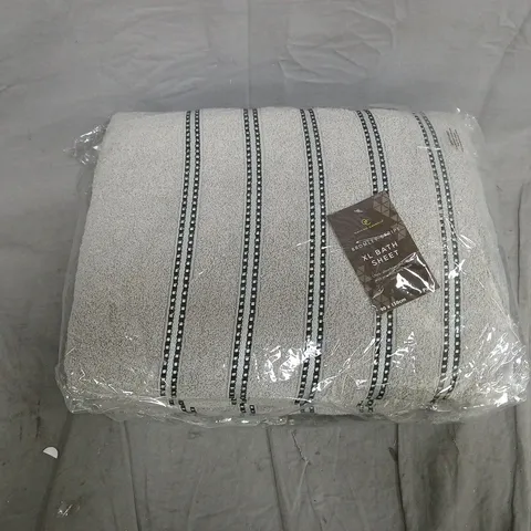 GAVENO CAVAILA BROMLEY STRIPE XL BATH SHEET 3 PACK IN GREY
